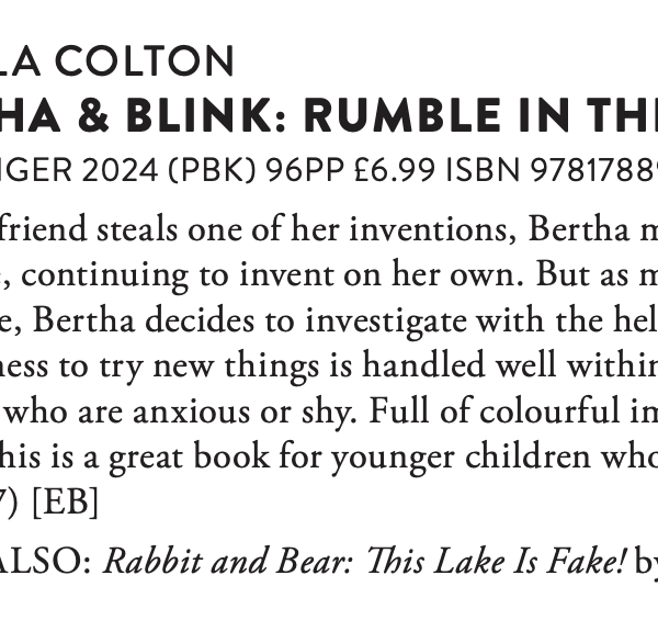 BERTHA AND BLINK: RUMBLE IN THE JUNGLE makes the Recommended Irish Reads 2024 Guide